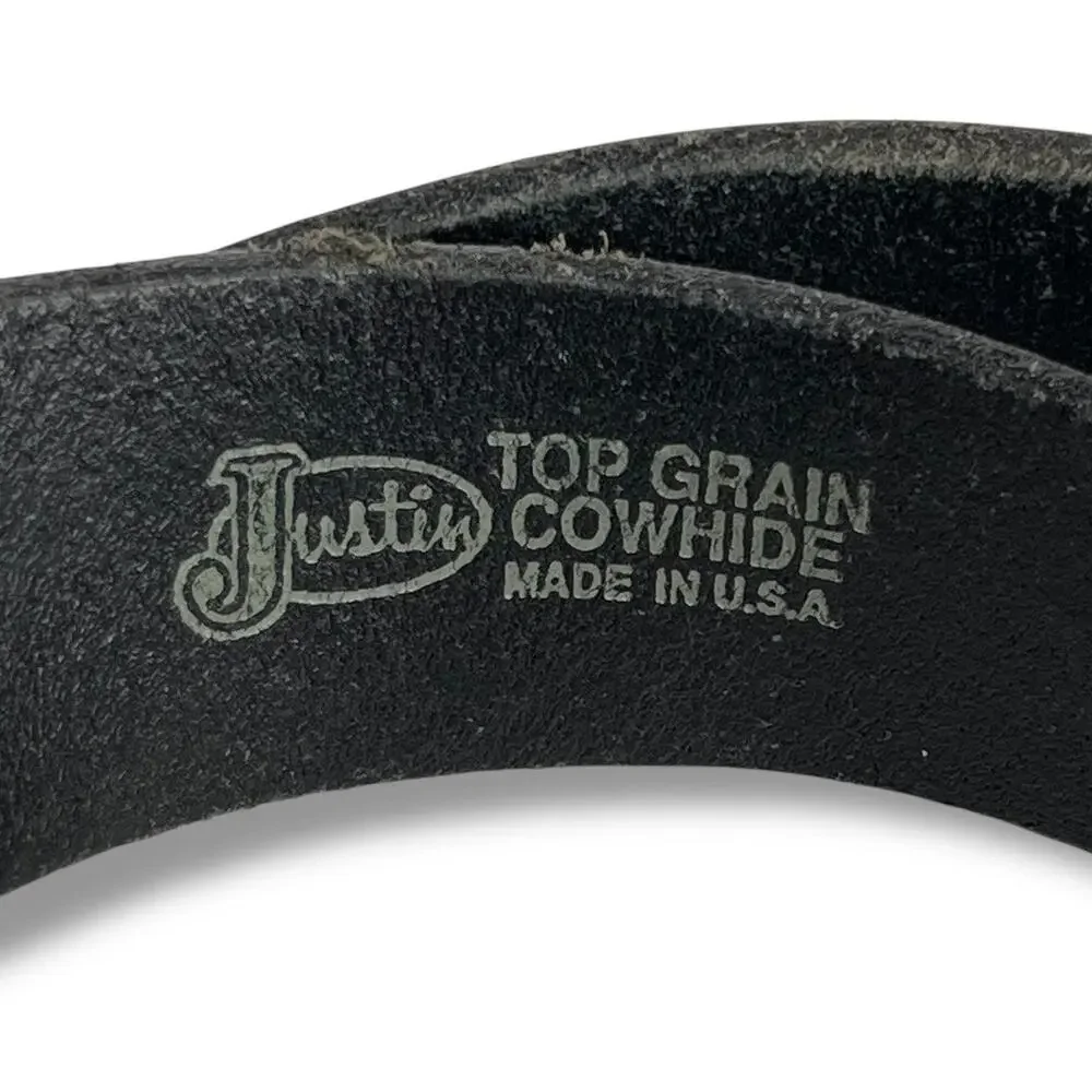 Justin Black American Made Top Grain Cowhide Leather No Buckle Belt 36